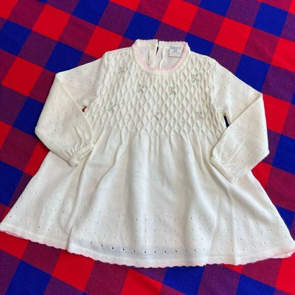 Toddle Time JcPenny VTG White Creme Embroidered Floral Girls Dress Sz 3T - Picture 1 of 9